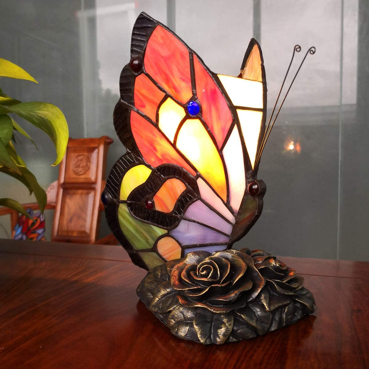 Lampe papillon vitrail