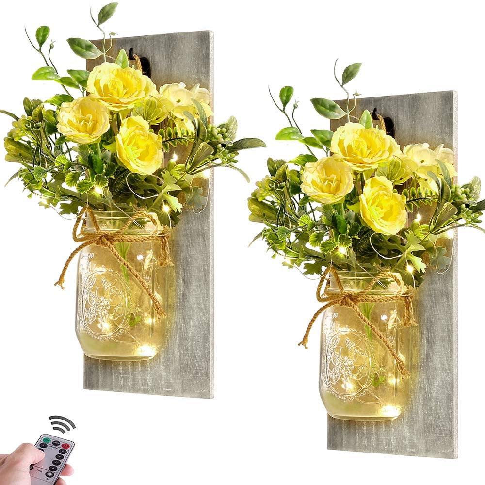 Mason Jar Sconces LED-Lichterketten mit Fernbedienung