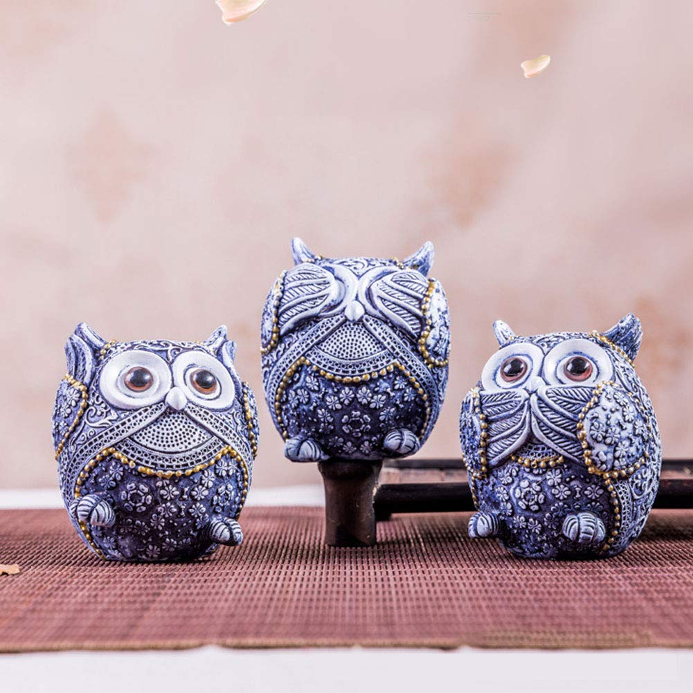 Figurines Hibou Bleu (3pcs)