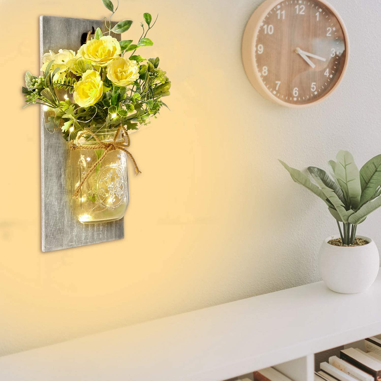 Mason Jar Sconces Control remoto LED Luces de hadas