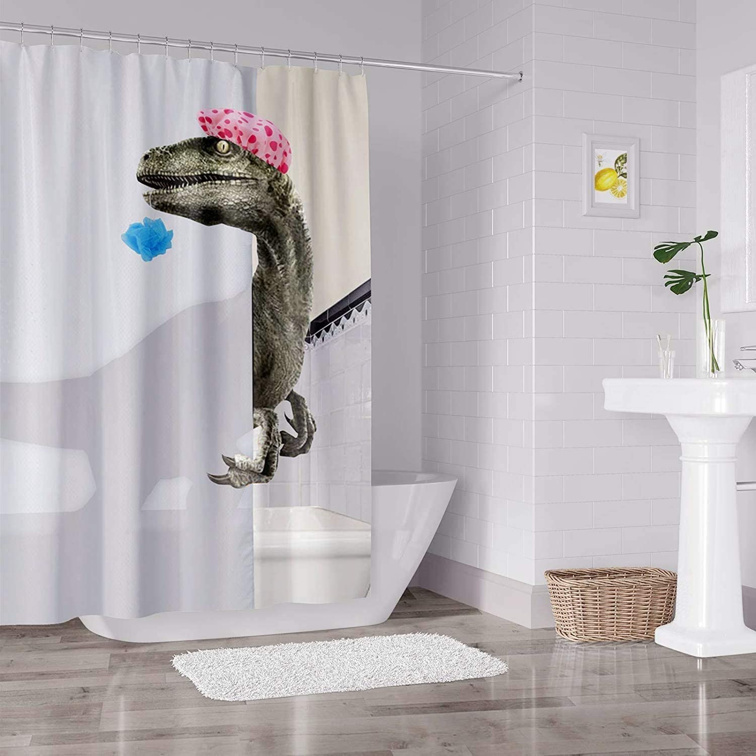 Funny 3D Dinosaur Shower Curtain Set