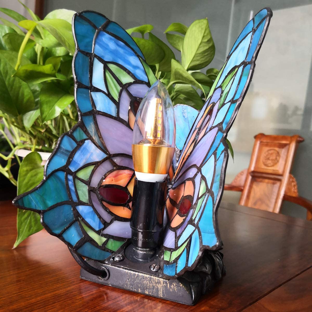 Lampe papillon vitrail