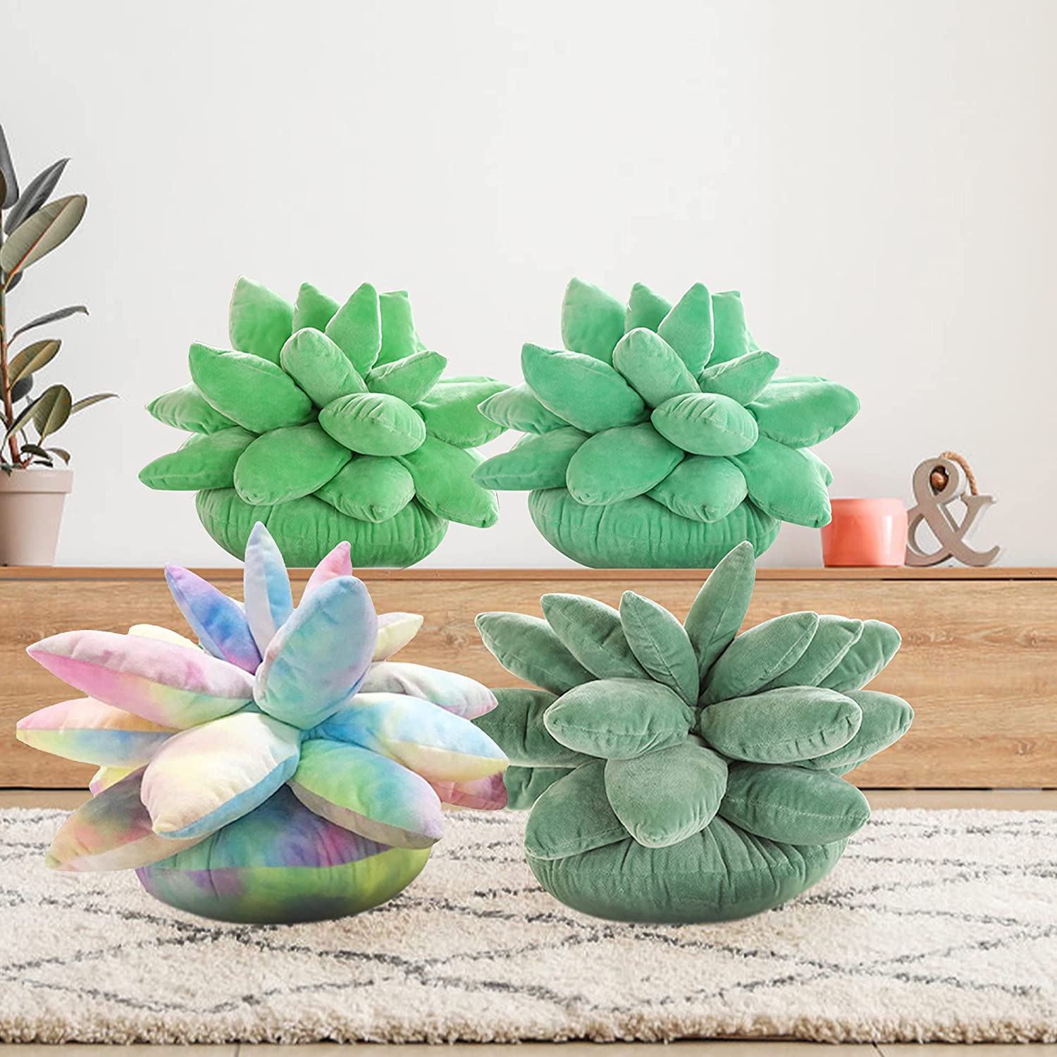 Almohada de cactus suculentas 3D