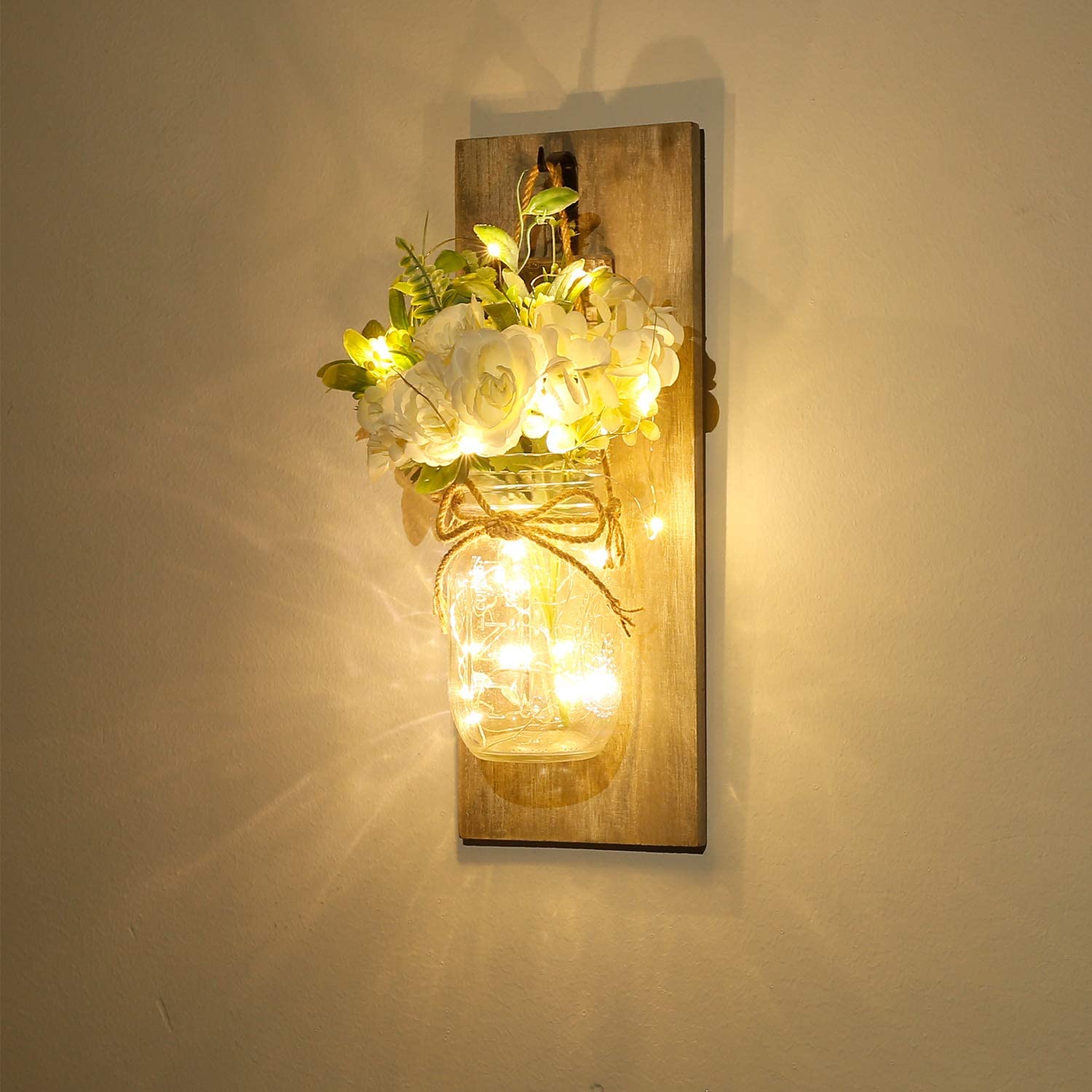 Mason Jar Sconces Control remoto LED Luces de hadas