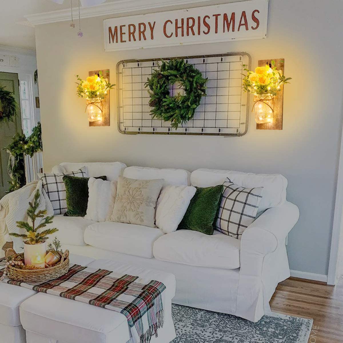 Mason Jar Sconces Control remoto LED Luces de hadas