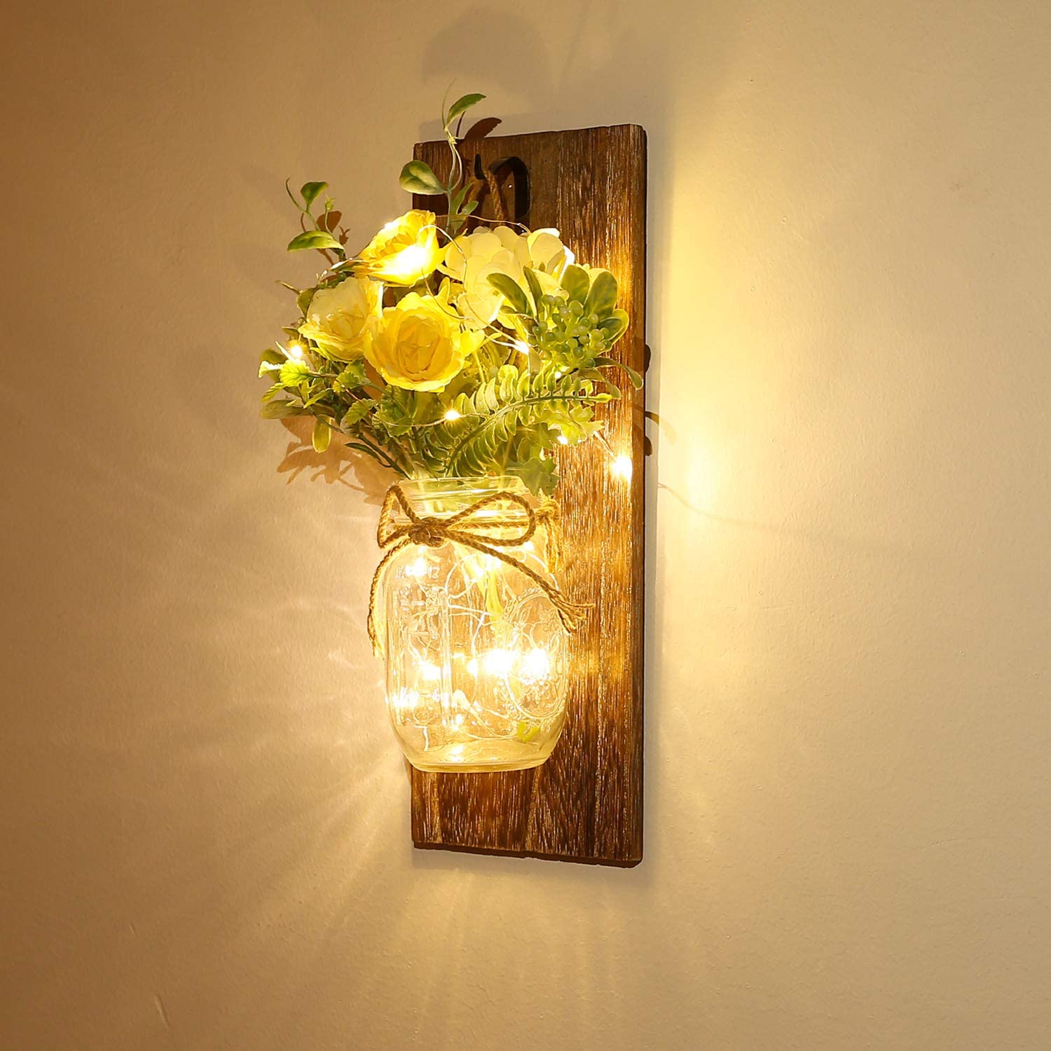 Mason Jar Sconces Control remoto LED Luces de hadas