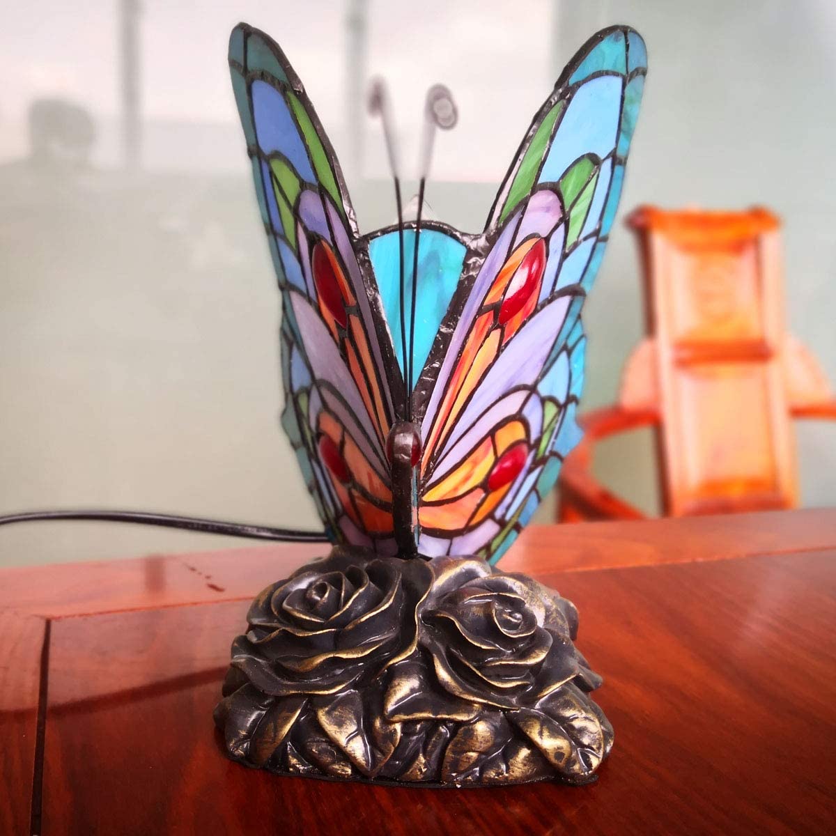 Lampada a farfalla in vetro colorato