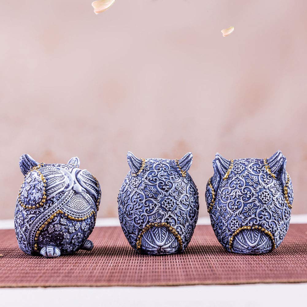 Figurines Hibou Bleu (3pcs)