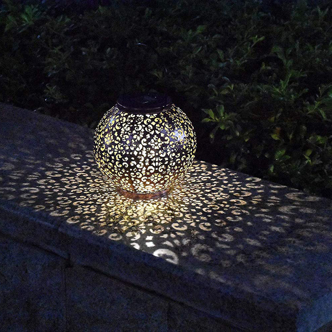 Hängende goldene Solar-LED-Laterne