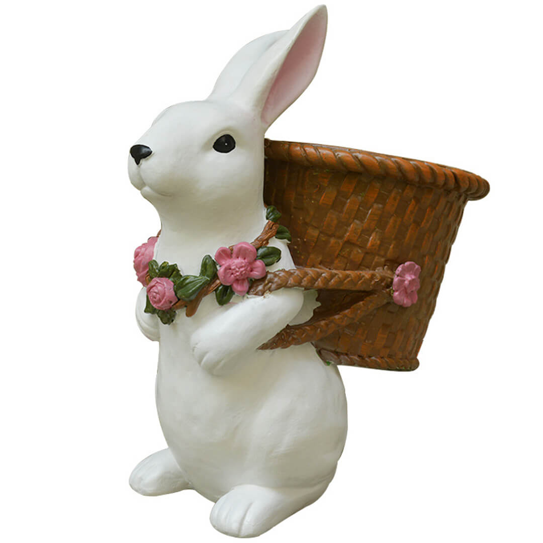 Décoration de pot de fleur tissée de lapin de jardin