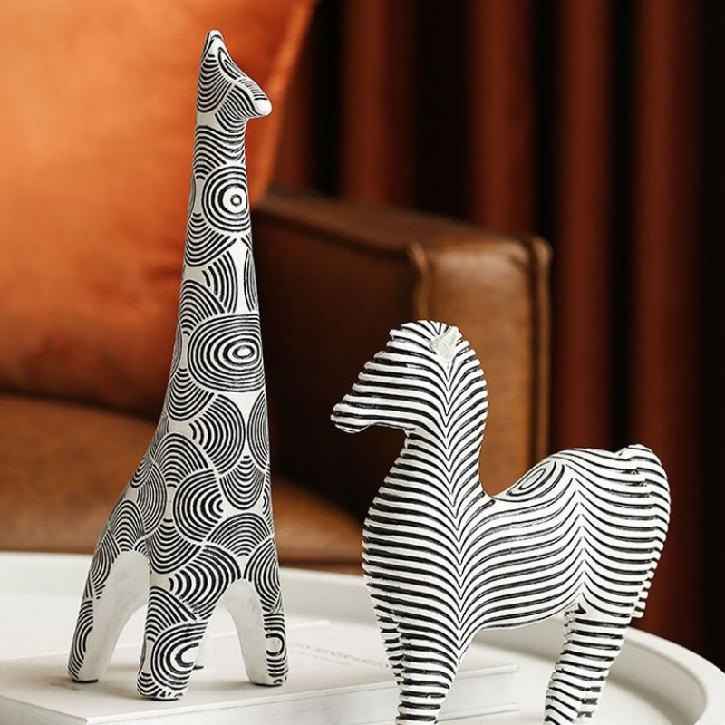 Modern B&W Animal Figurines