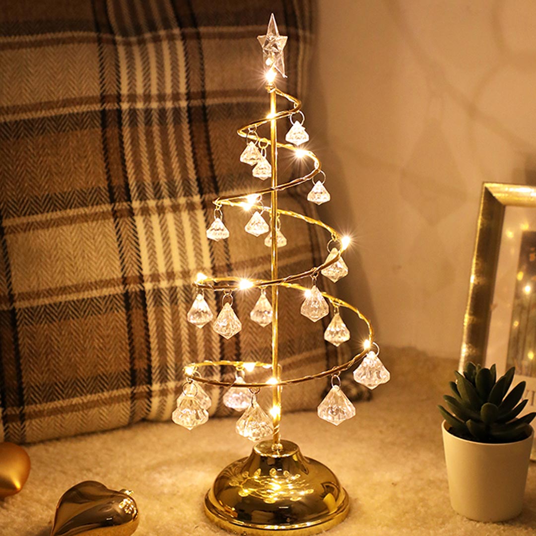 Lámpara de cristal en forma de árbol de Navidad