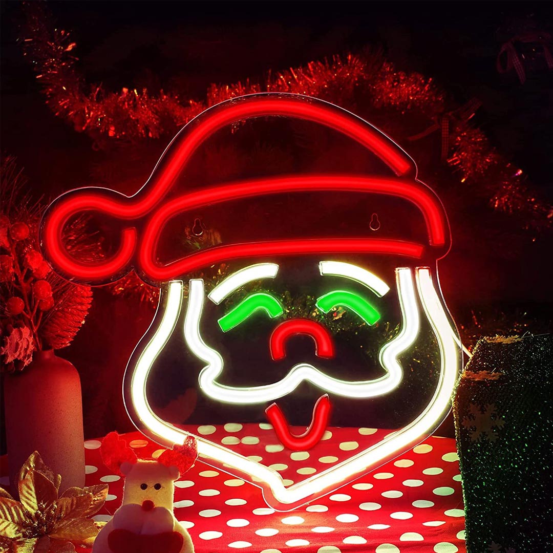 Navidad Papá Noel luces de neón