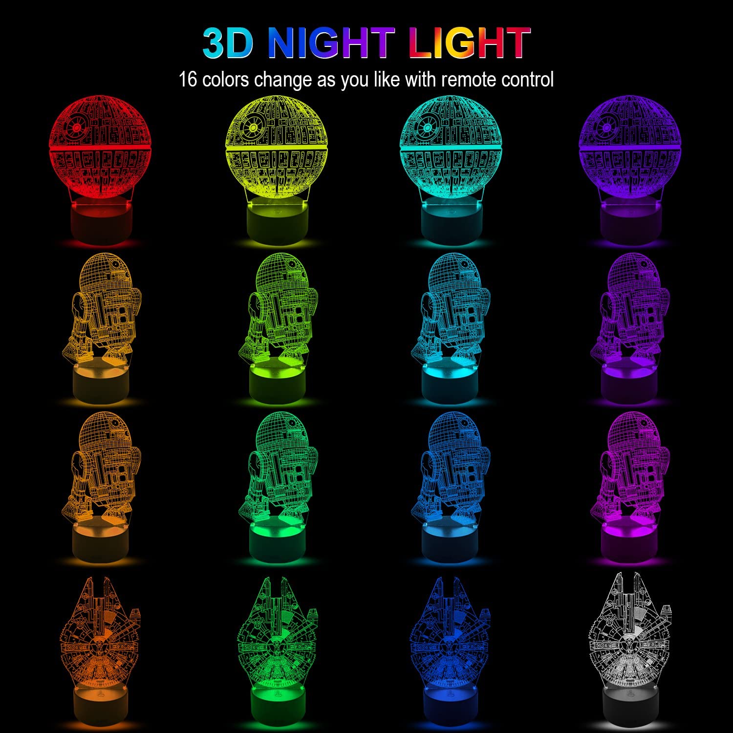 Lámpara de ilusión 3D de dinosaurio