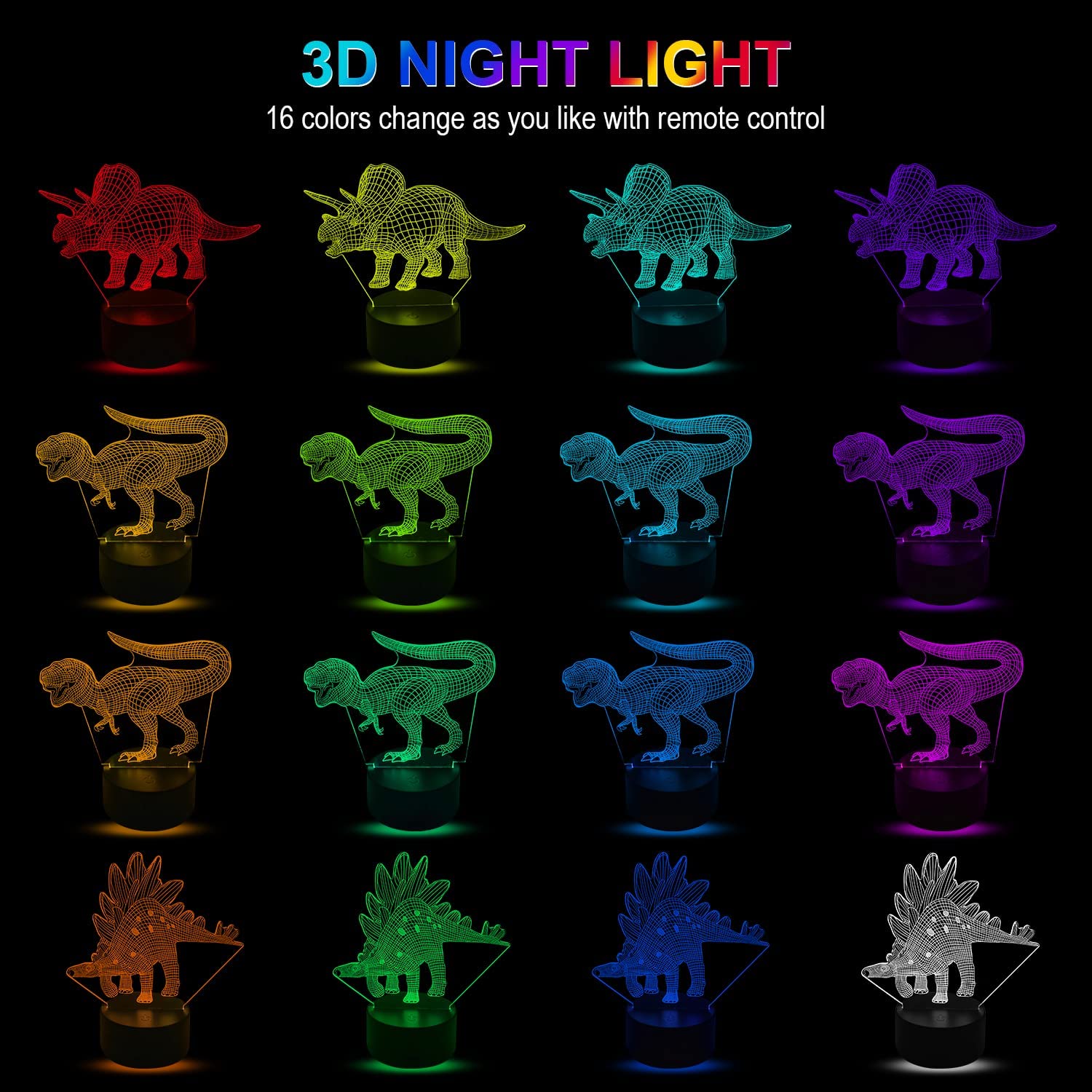 Dinosaur 3D Illusion Lamp