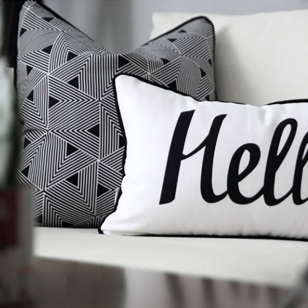 Hello Print Minimalist Pillow Cover