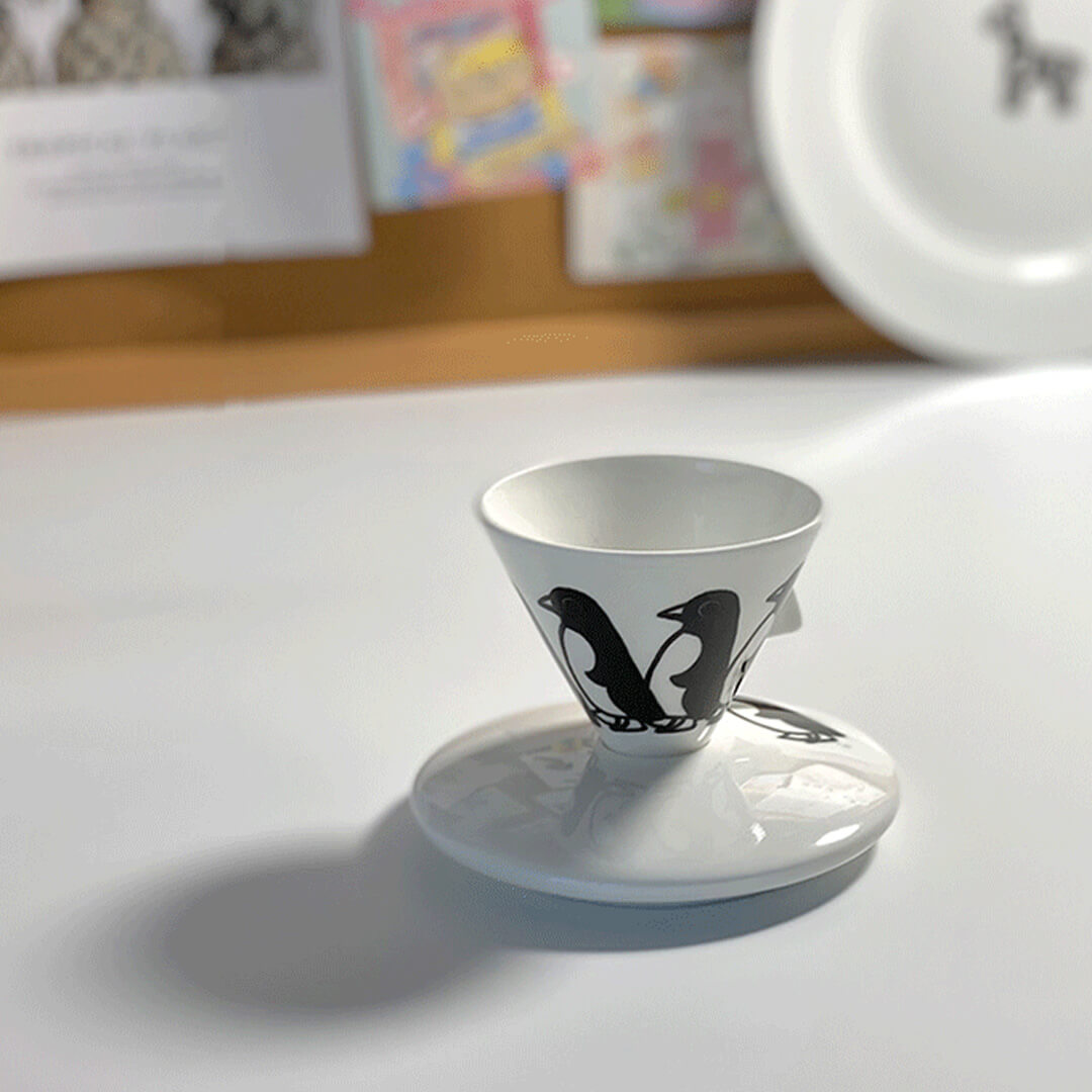 Penguin Printed Bone China Mug With Saucer