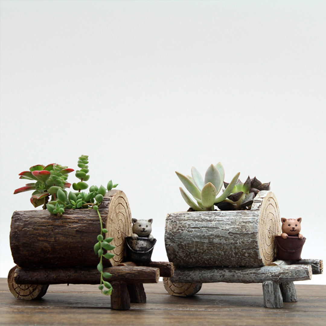 Simulazione Vaso per piante con venature del legno