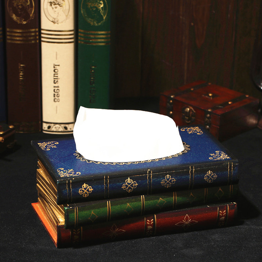 Wooden Book Tissue Box