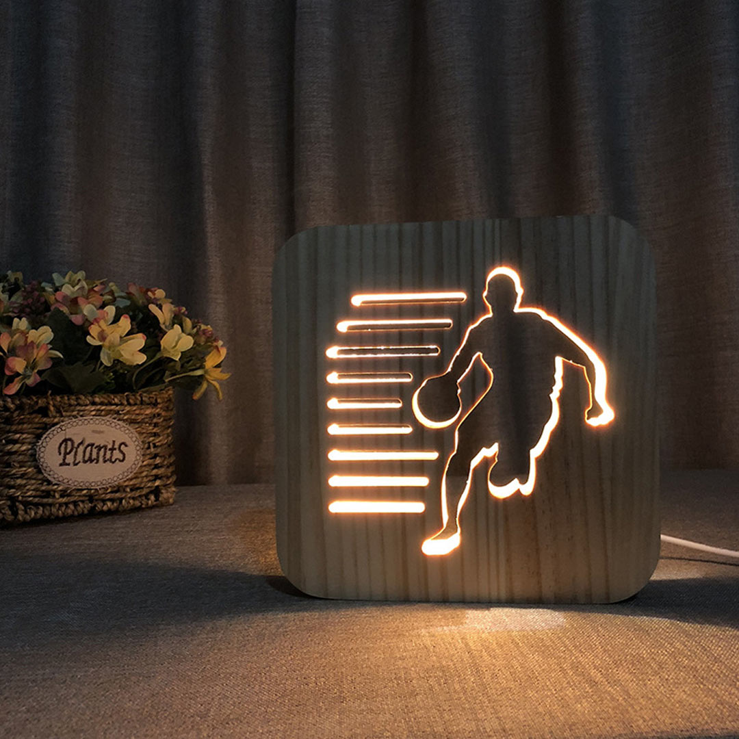 Luce notturna in legno alimentata tramite USB