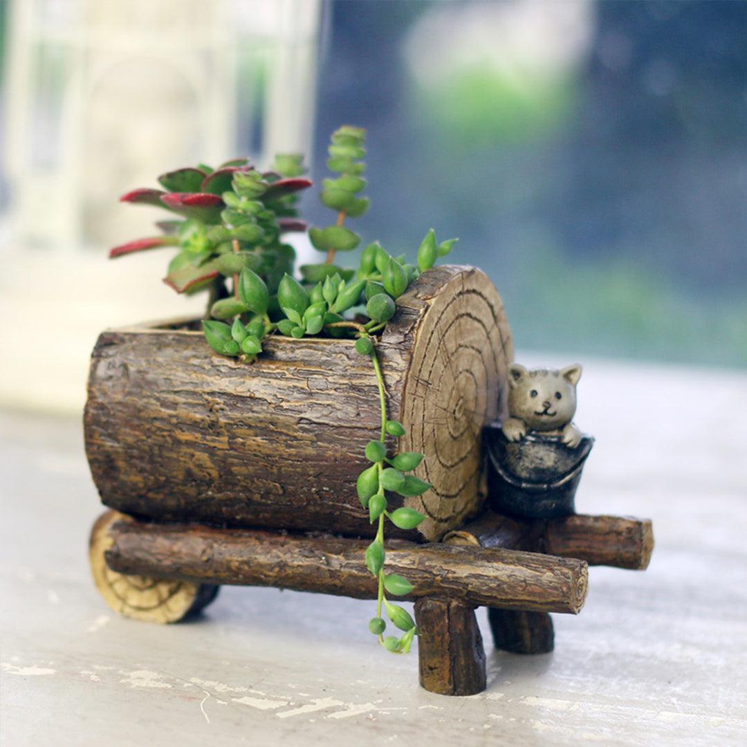 Simulazione Vaso per piante con venature del legno