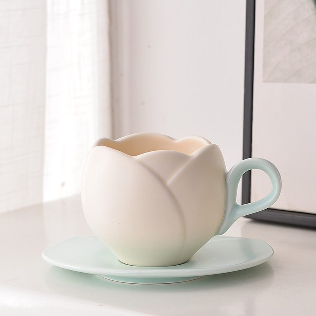 Unique Tulip Creative Mug With Saucer