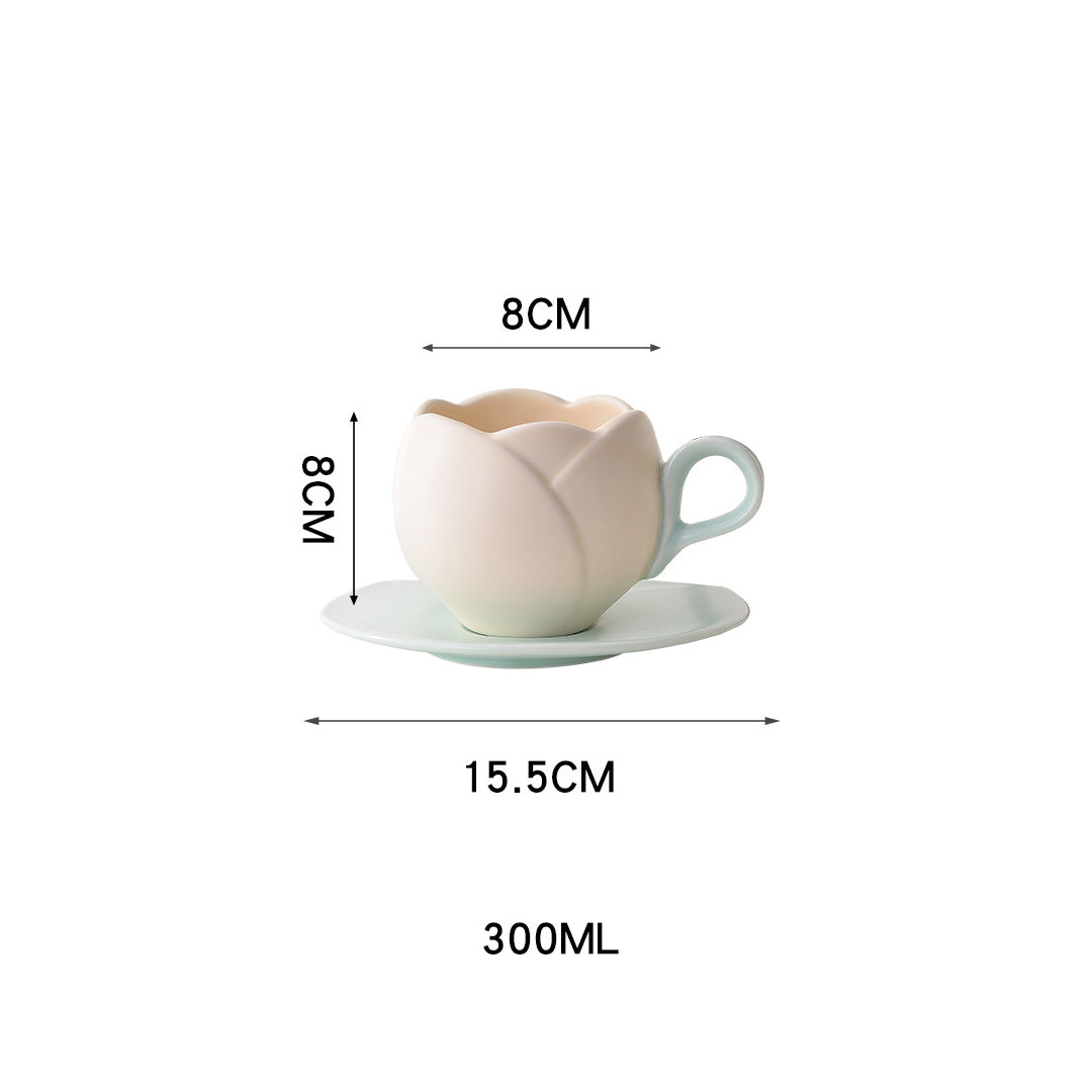 Unique Tulip Creative Mug With Saucer