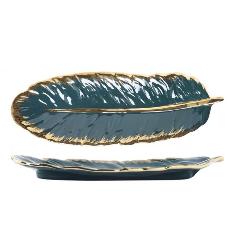 Gold Rim Feather Plate