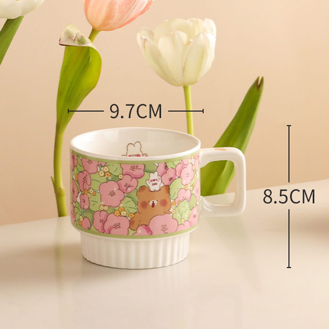 Taza de café de cerámica de flores