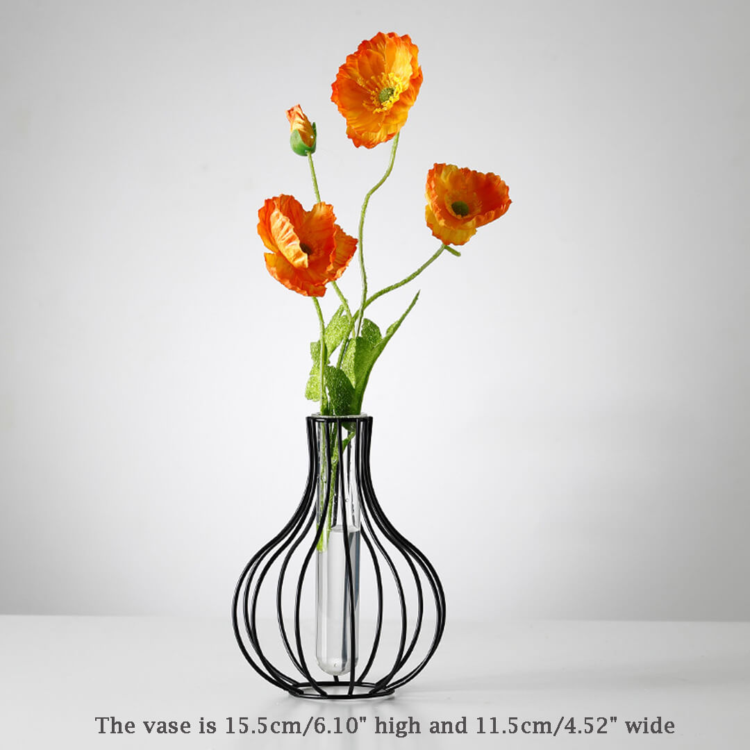 Metal Wire Decorative Glass Tube Vase