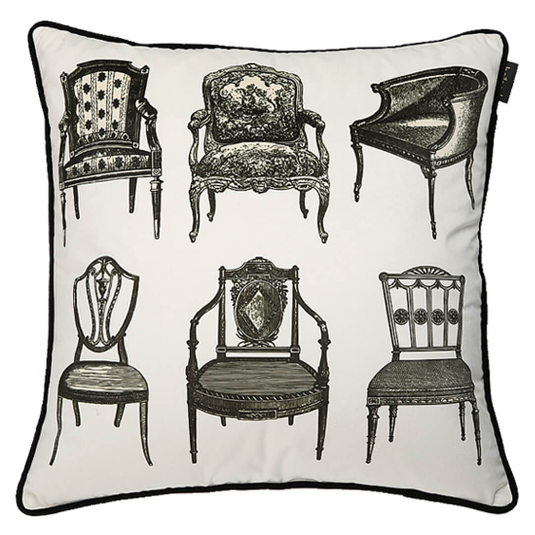 Housse de coussin à imprimé chaise vintage