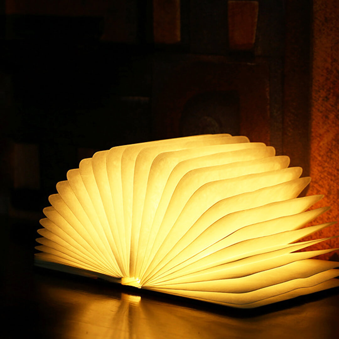 Luz de libro de grabado de madera personalizada