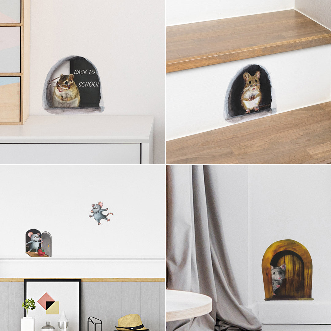 🐭🏠3D Mouse Wall Sticker