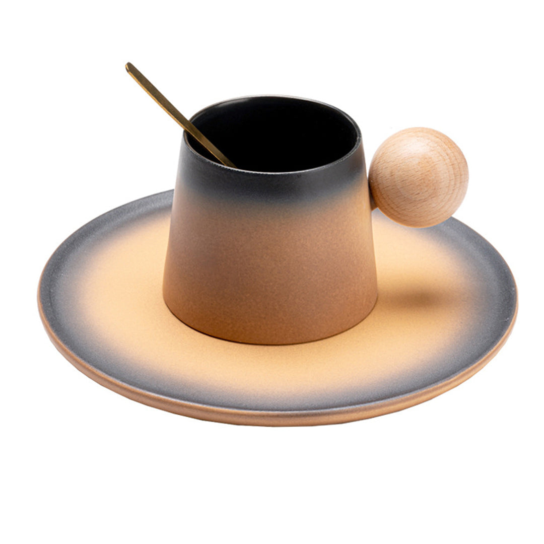 Ceramic Coffee Mug With Saucer & Spoon