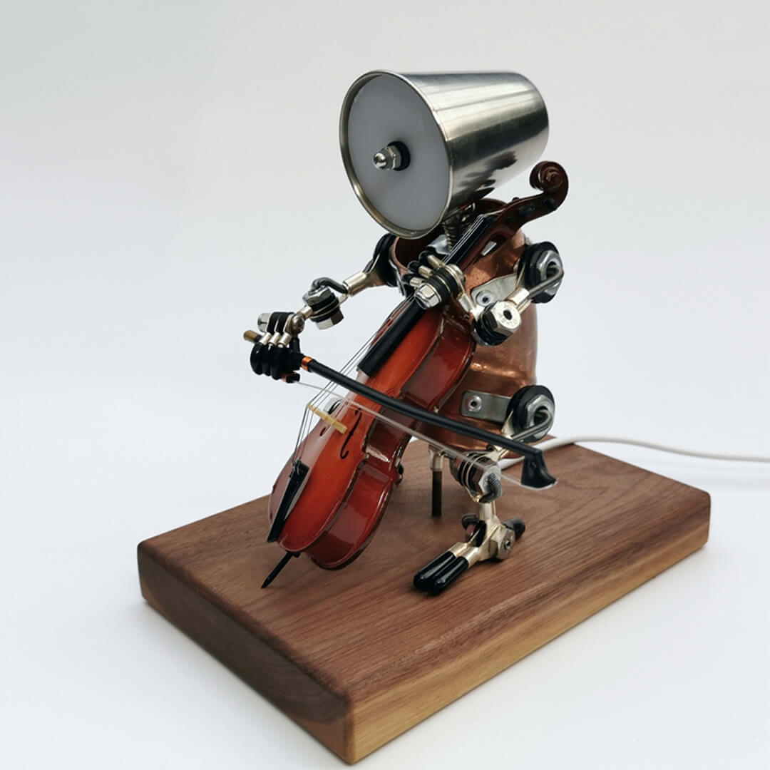 Lampada robot violoncello Steampunk