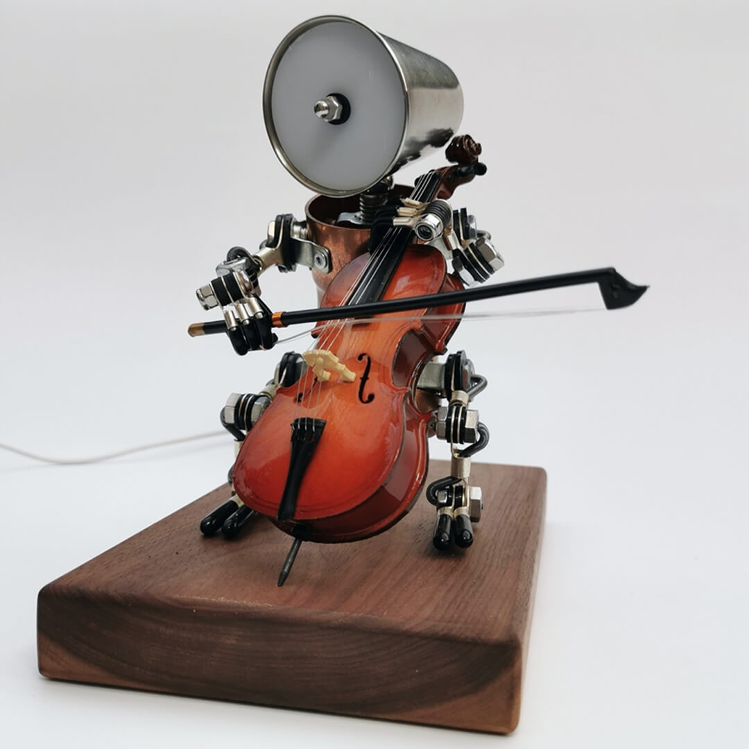 Steampunk-Cello-Roboter-Lampe