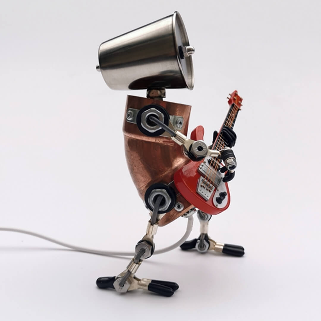 Steampunk Bassist Robot Lamp