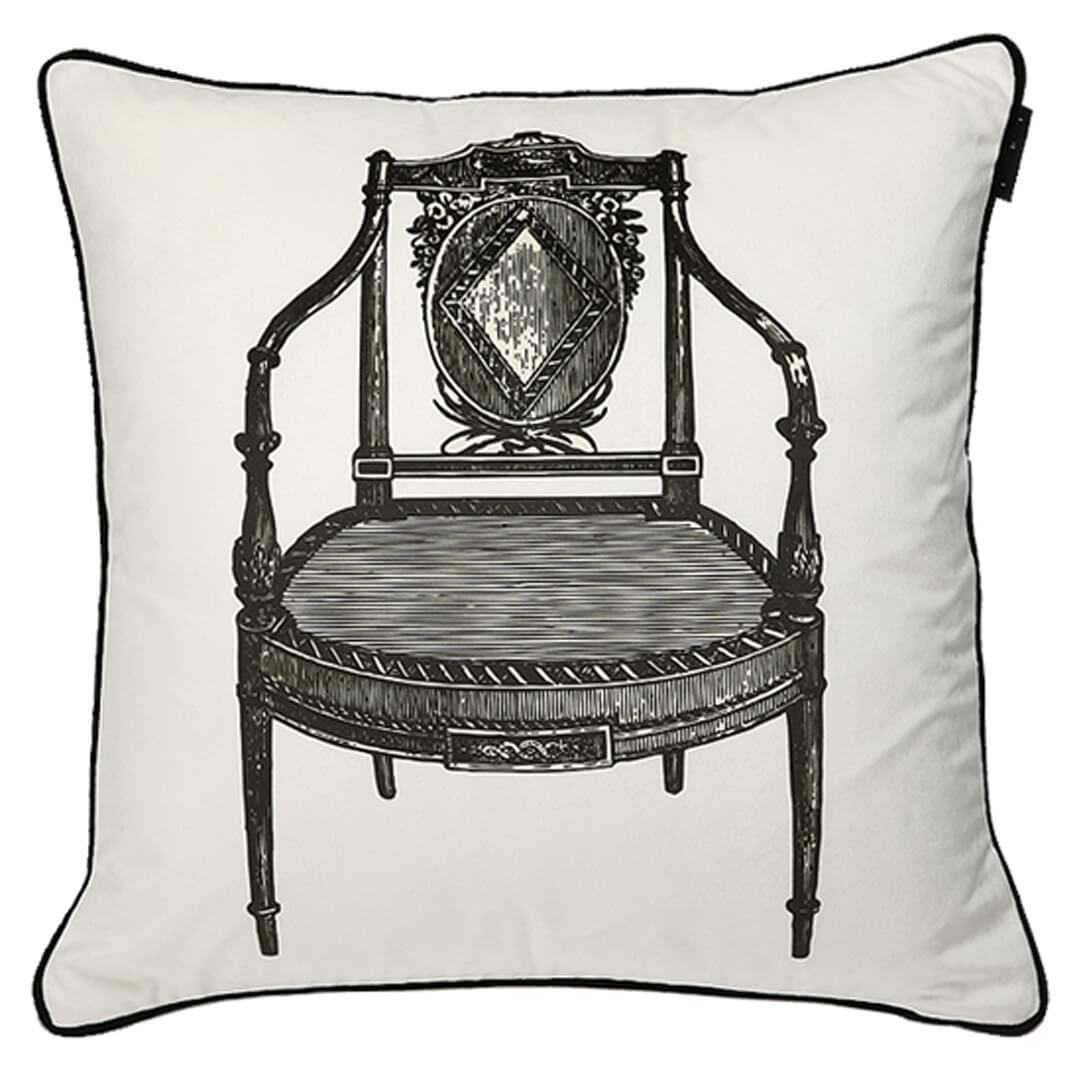 Housse de coussin à imprimé chaise vintage