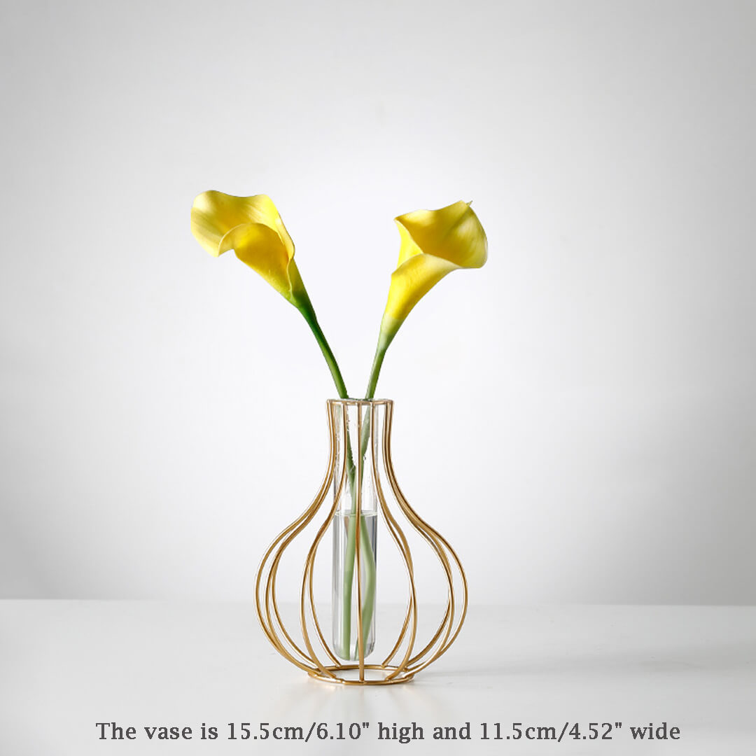 Vase en tube de verre décoratif en fil métallique
