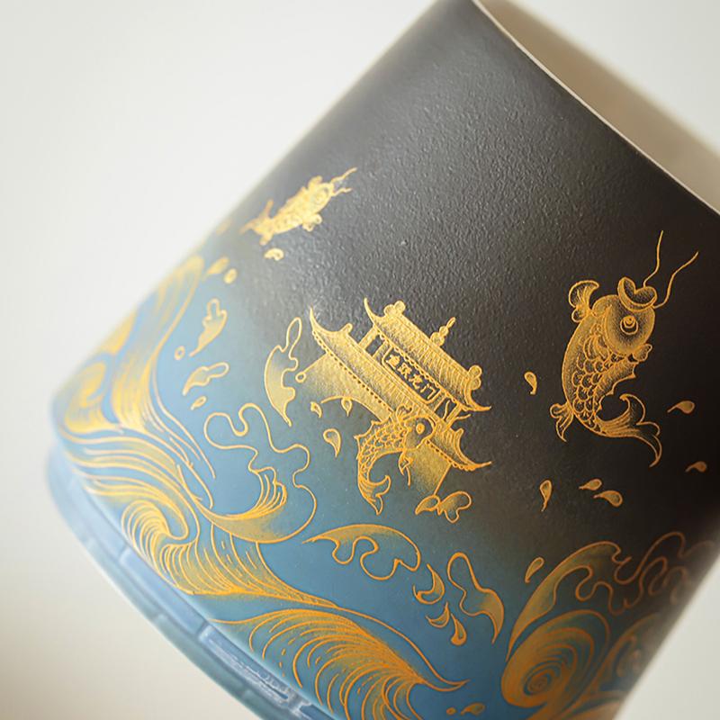 Koi fish pattern on a ceramic tea mug
