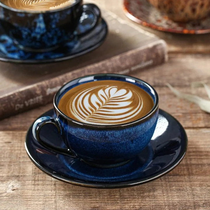 Ceramic Coffee Tea Mug and Saucer, glazed coffee cups
