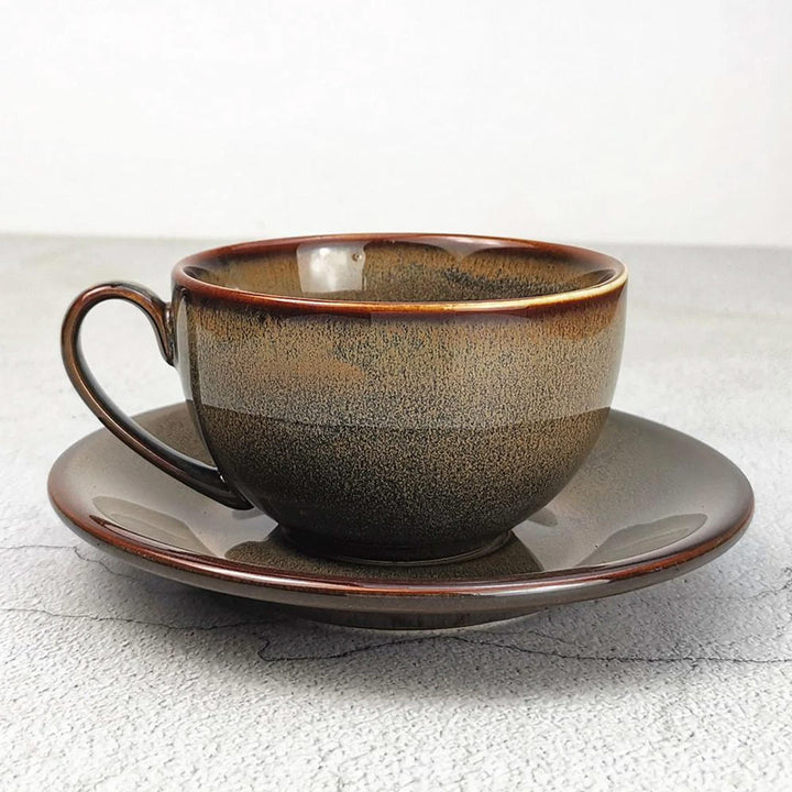 Ceramic Coffee Tea Mug and Saucer, glazed coffee cups