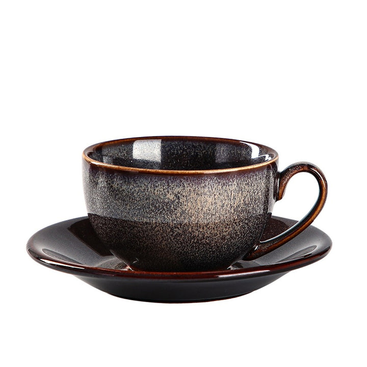 Ceramic Coffee Tea Mug and Saucer, glazed coffee cups