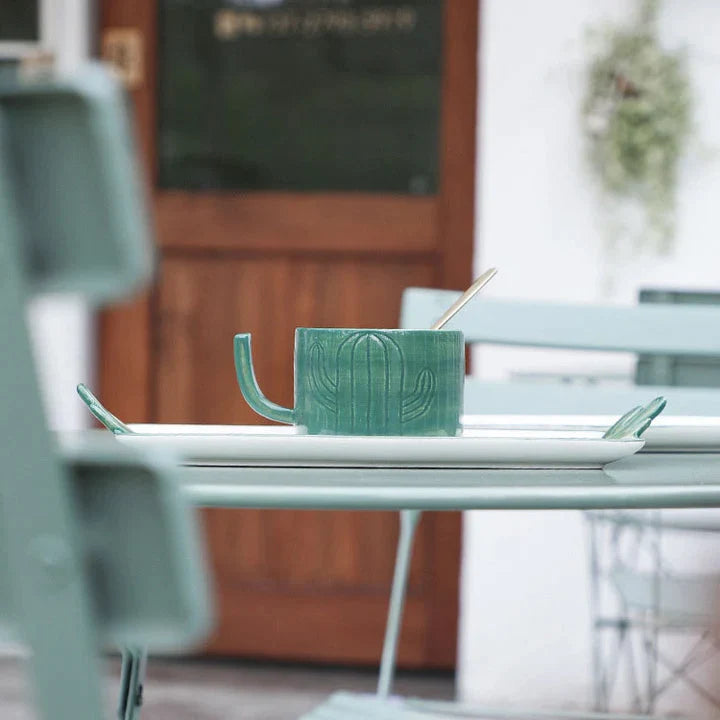 Creative Cactus Coffee Mug and Saucer Set