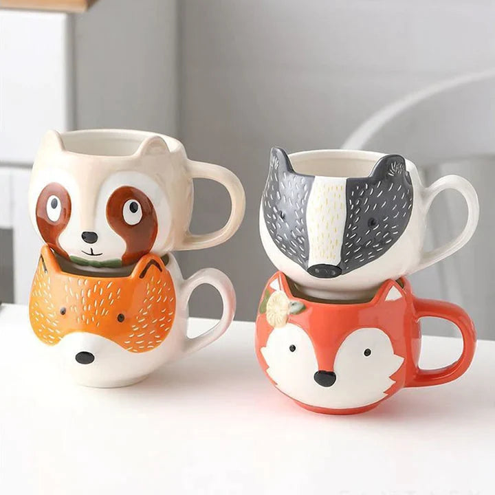 Hand-Painted Cute Animals Coffee Cup