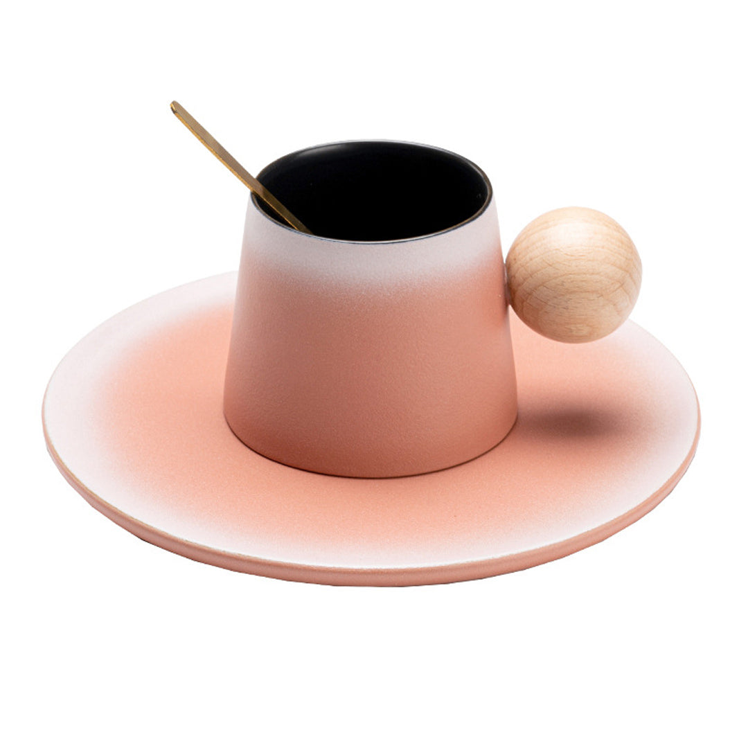 Ceramic Coffee Mug With Saucer & Spoon