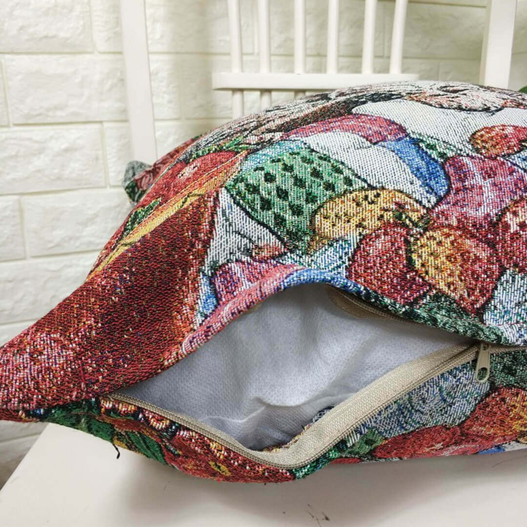 Funda de almohada de lino y algodón con estampado de gatos