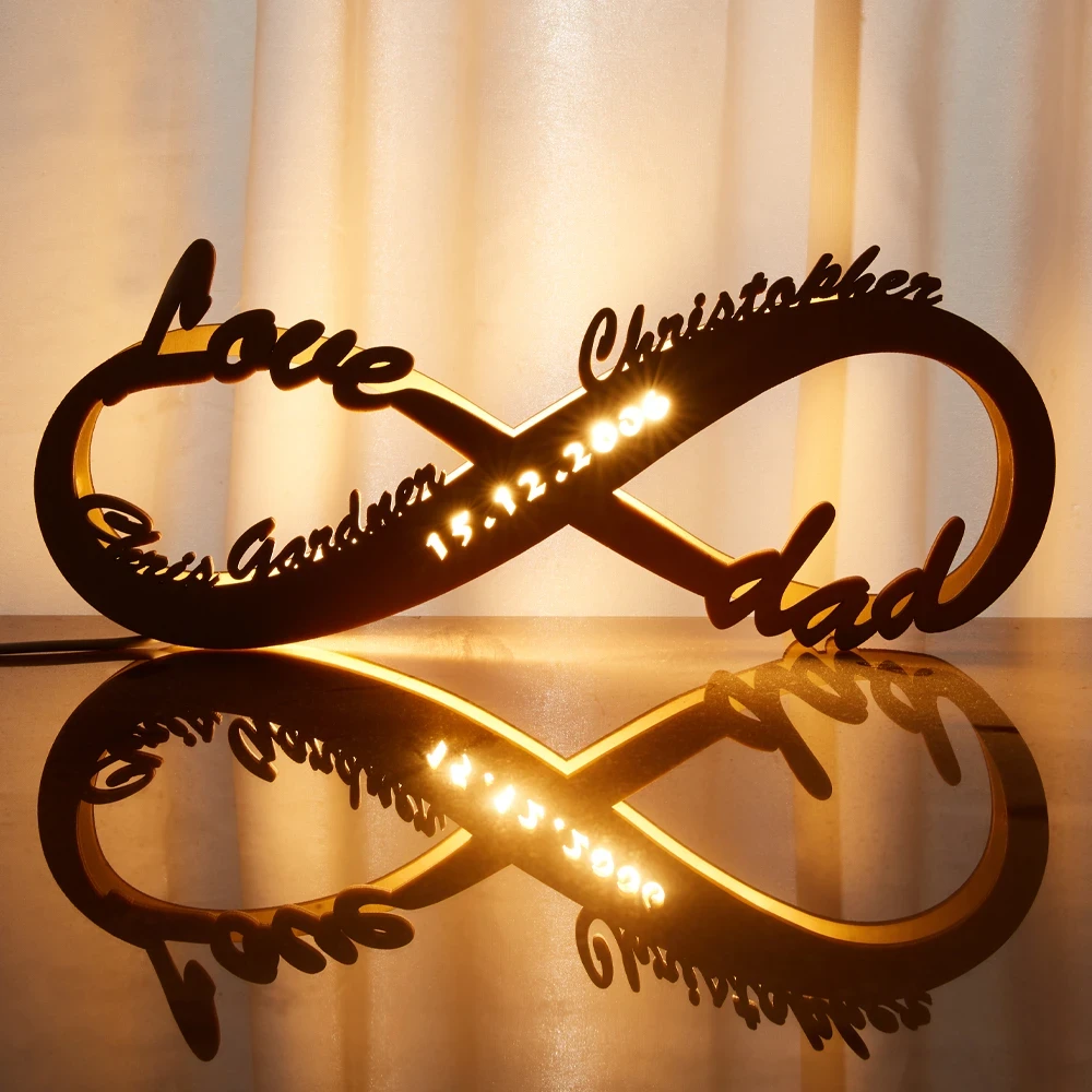 Custom Infinity Engraved Wood Lamp