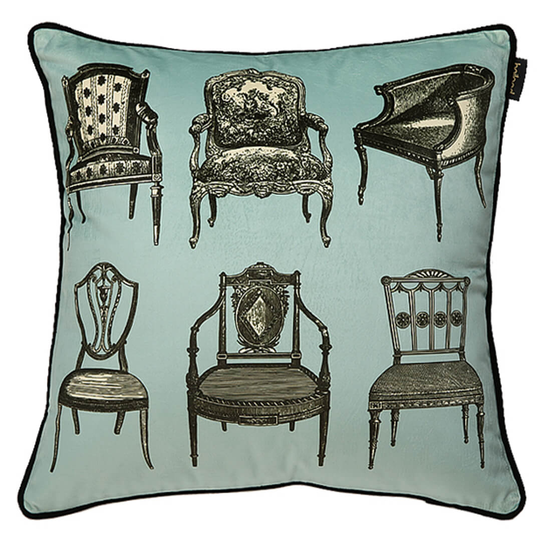 Housse de coussin à imprimé chaise vintage