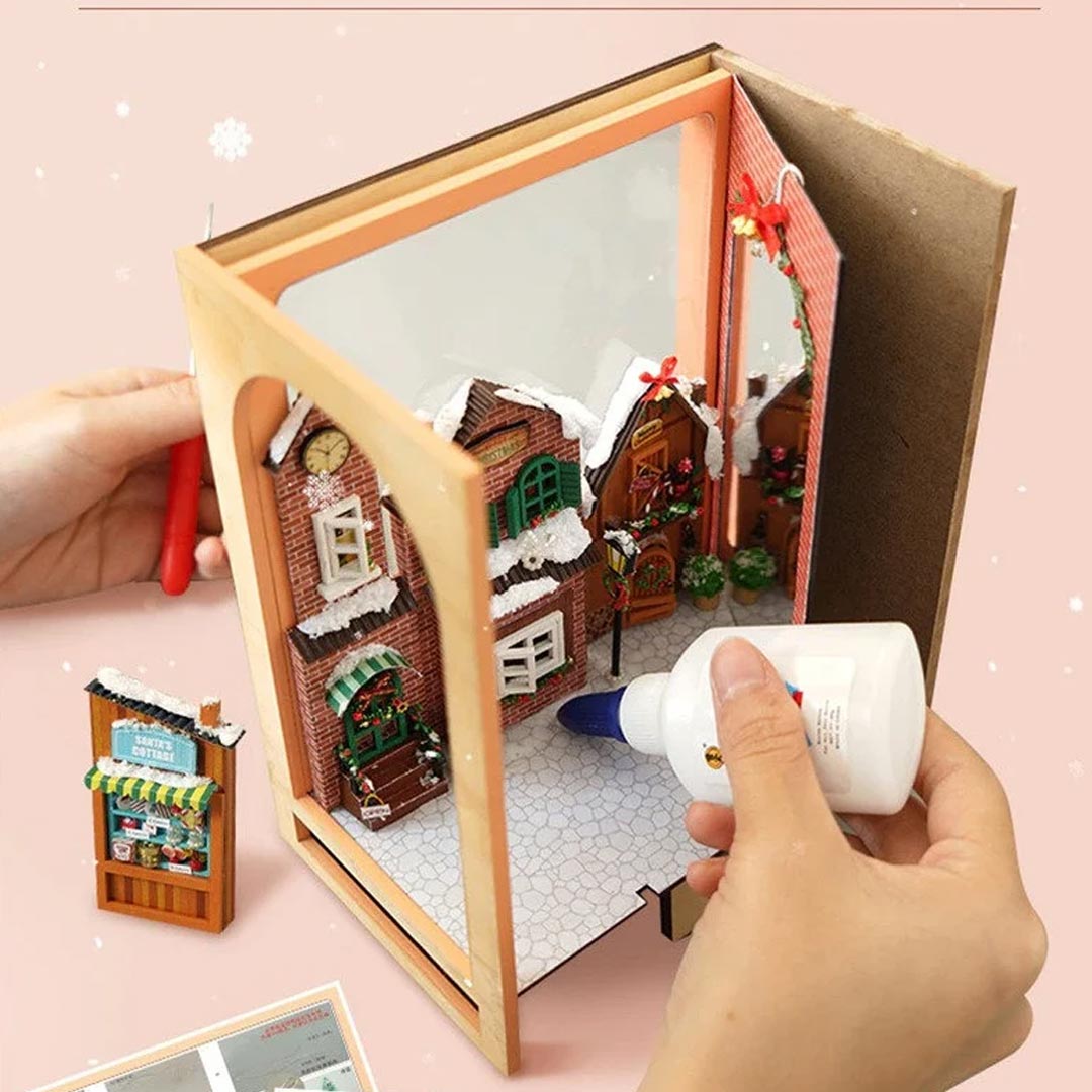 Merry Christmas DIY Wooden Book Nook